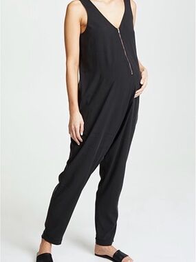 Ingrid & Isabel Black Sleeveless Maternity Jumpsuit with Front Zip